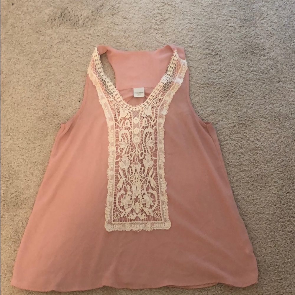 Pink Lace Trim Tank Top
